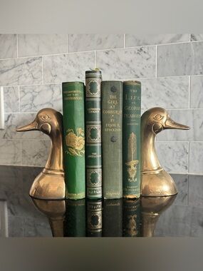 Vintage Pair of 5.75” Mid Century Brass Duck Mallard Head Bookends
